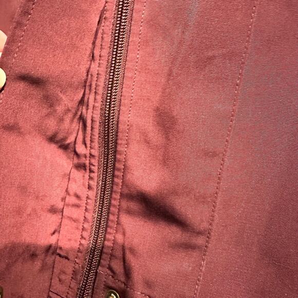 Westbound Size Small Trench Jacket Burgundy Rain Coat Removable Hood Embroidery - Picture 9 of 9